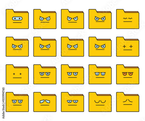 folder emoticon set vector illustration