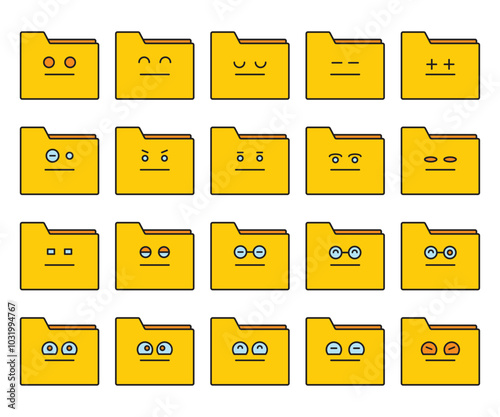 folder emoticon set vector illustration