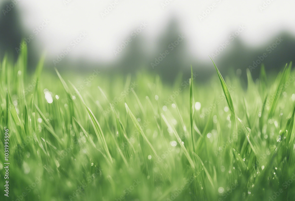 Fototapeta premium Green grass field on white background transparen