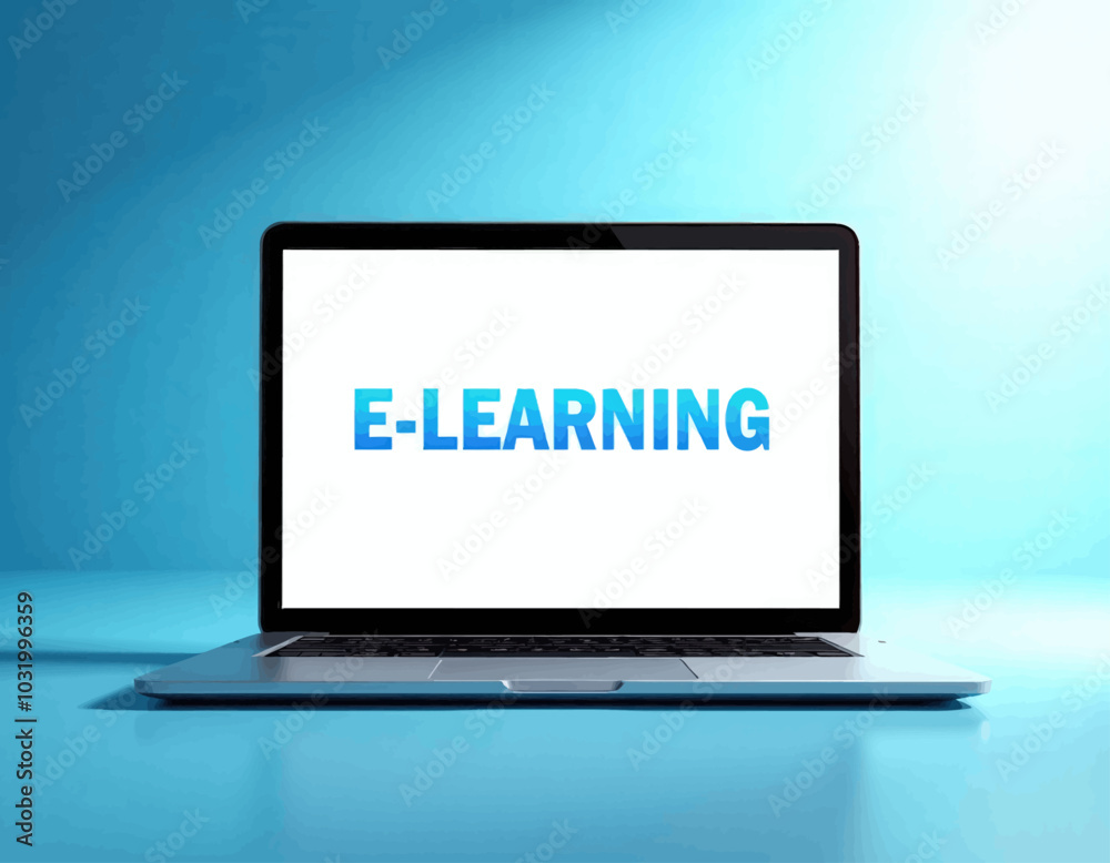 Laptop with E-Learning on Screen  
