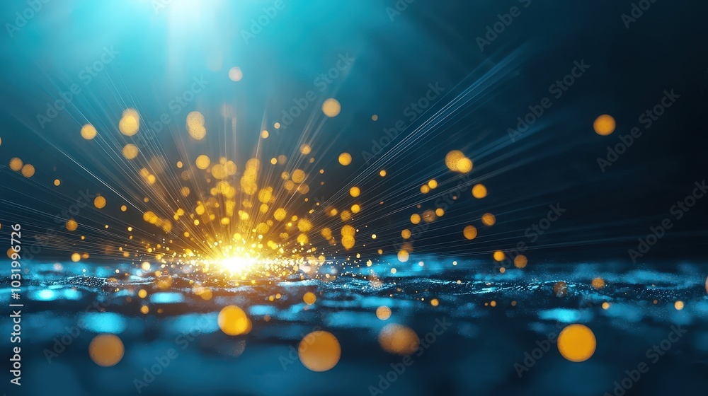 Fototapeta premium Light rays expanding outward symbolizing breakthrough innovation