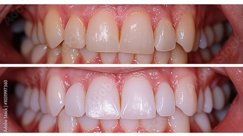 Before and after pictures of teeth from scaling and bleaching