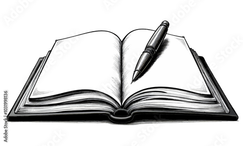 Open Book with Pen 

