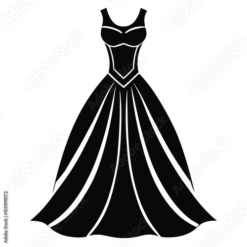 Black Gown Silhouette Vector Art.