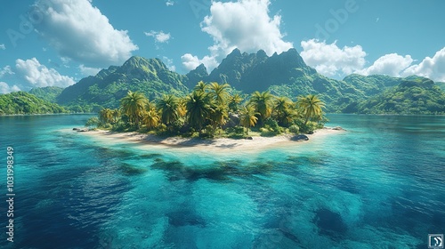 Tropical Island Paradise with Pristine Waters and Vibrant Coral Reefs photo