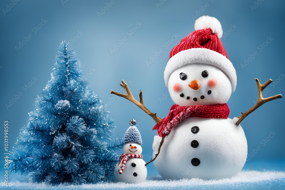 Fototapeta premium snowman in the snow
