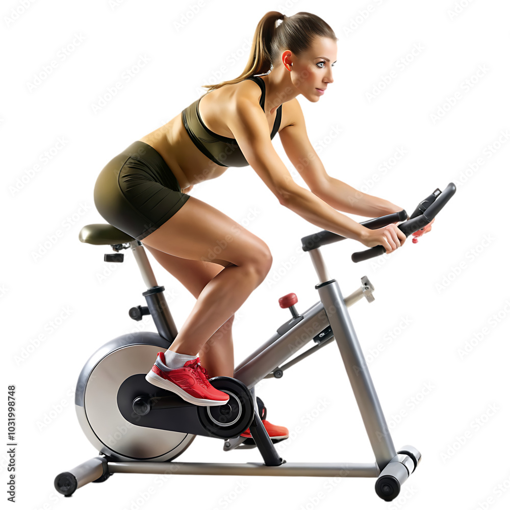 Fototapeta premium Young woman in spinning class