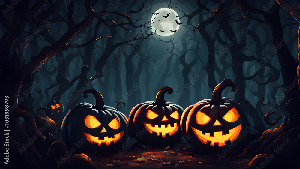 Haunted house in the distants no people, dark and shadowy, halloween punkins. ai generated. Haunted house in the distants no people, dark and shadowy, halloween punkins. ai generated.