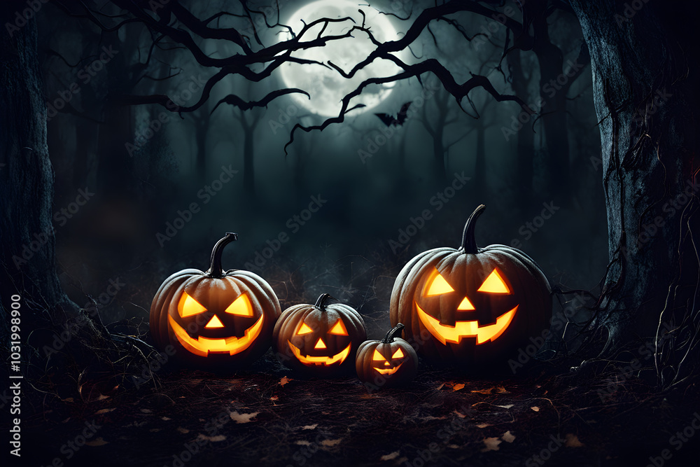 Haunted house in the distants no people, dark and shadowy, halloween punkins. ai generated. Haunted house in the distants no people, dark and shadowy, halloween punkins. ai generated.