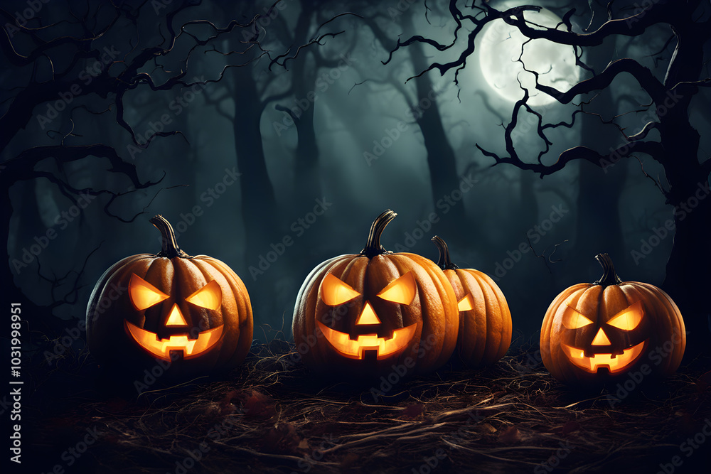 Haunted house in the distants no people, dark and shadowy, halloween punkins. ai generated. Haunted house in the distants no people, dark and shadowy, halloween punkins. ai generated.