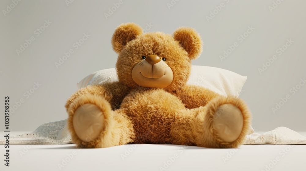 Obraz premium 3D Teddy Bear Isolated on White Background for Children's Products and Marketing