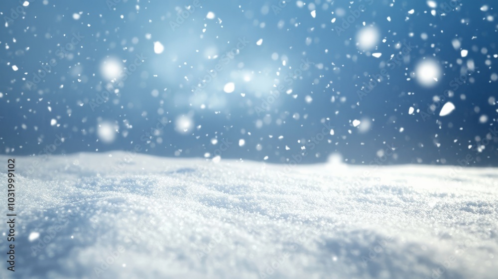 Winter Wonderland: Snowy Landscape with Blurred Bokeh Lights Winter Wonderland: Snowy Landscape with Blurred Bokeh Lights