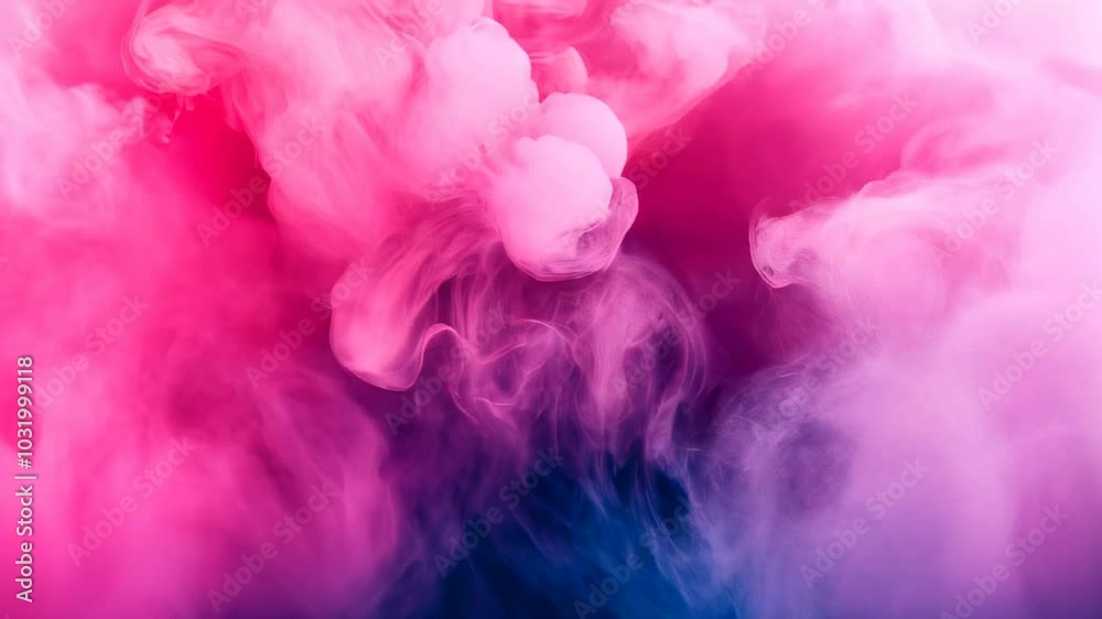 Vibrant pink smoke envelops a dark background, creating a dynamic and ethereal atmosphere during an artistic performance Vibrant pink smoke envelops a dark background, creating a dynamic and ethereal atmosphere during an artistic performance