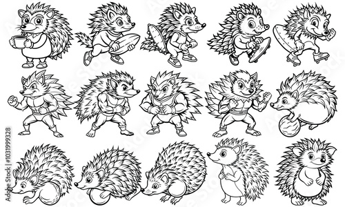 Adult Hedgehog Coloring Page, High-Quality Detailed Line Art for Relaxation and Stress Relief, Ideal for Printable Art Therapy Activities or Adult Coloring Books, Beautiful and Engaging Illustration.