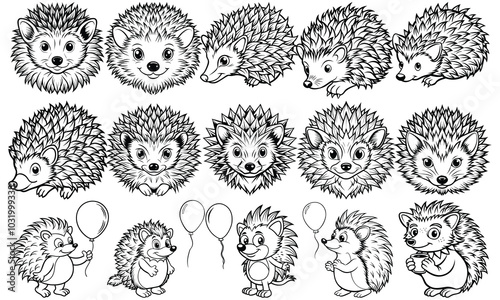 Adult Hedgehog Coloring Page, High-Quality Detailed Line Art for Relaxation and Stress Relief, Ideal for Printable Art Therapy Activities or Adult Coloring Books, Beautiful and Engaging Illustration.