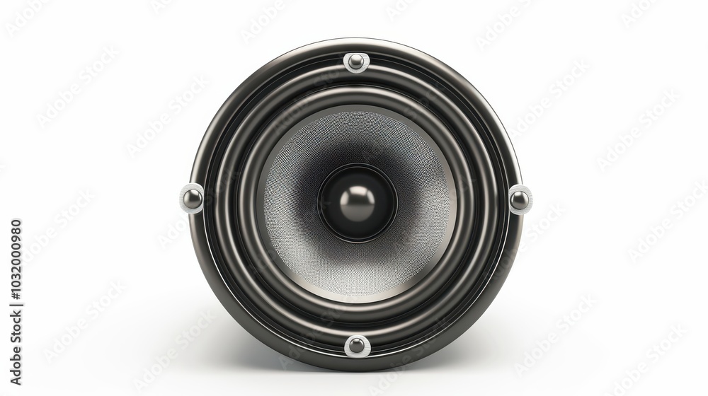 High-Quality Black Speaker Sound System Isolated on White for Audio Promotion