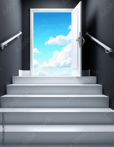 Stairway to Sky with Open Door 
