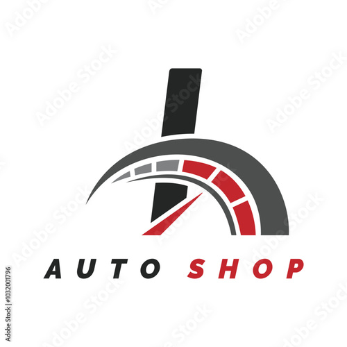 letter I logo auto mechanic with speedometer style. Alphabet I automotive speedometer design icon