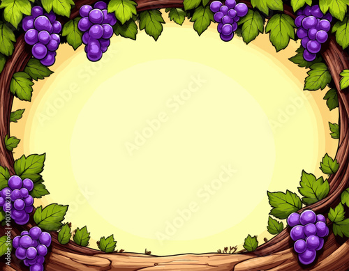 Vine Frame with Grapes 
