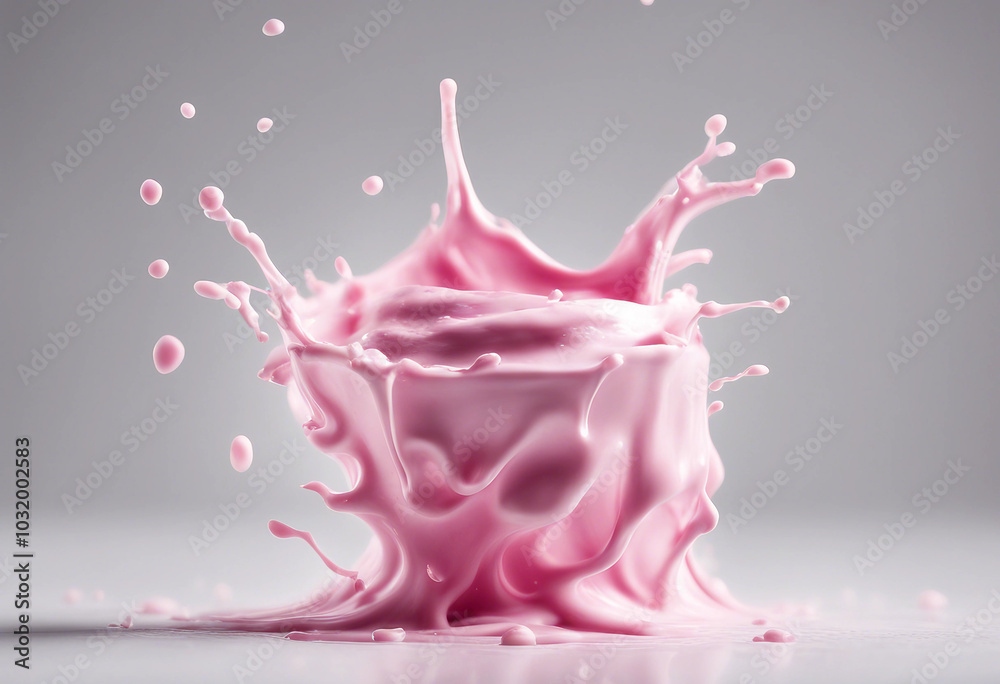 Pink cream or yogurt splash on white background Pink cream or yogurt splash on white background