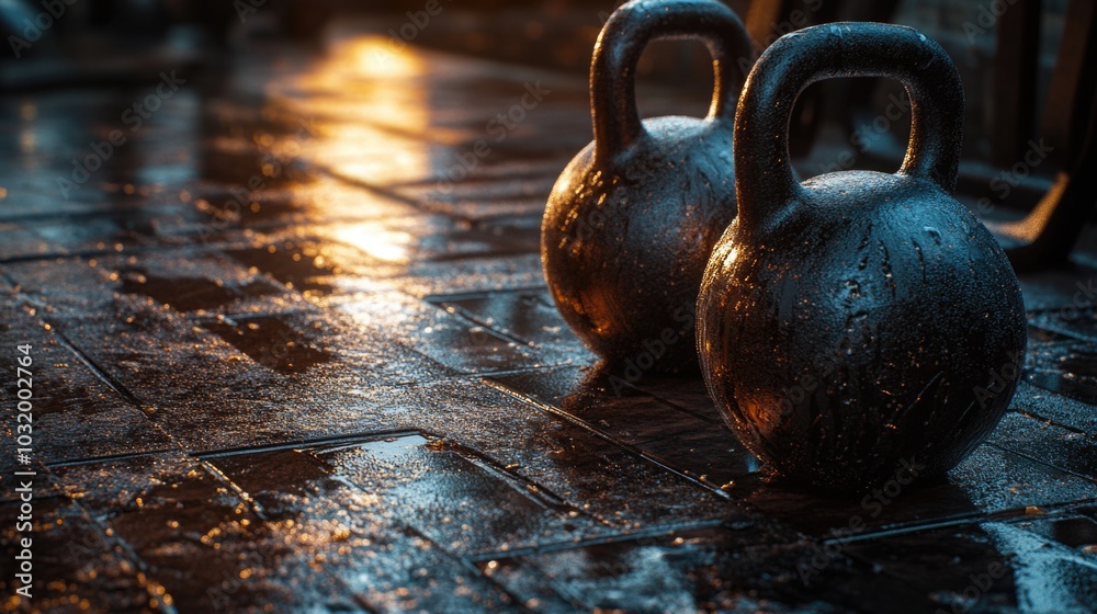 Fototapeta premium Rainy Day Iron Grip Dumbbells