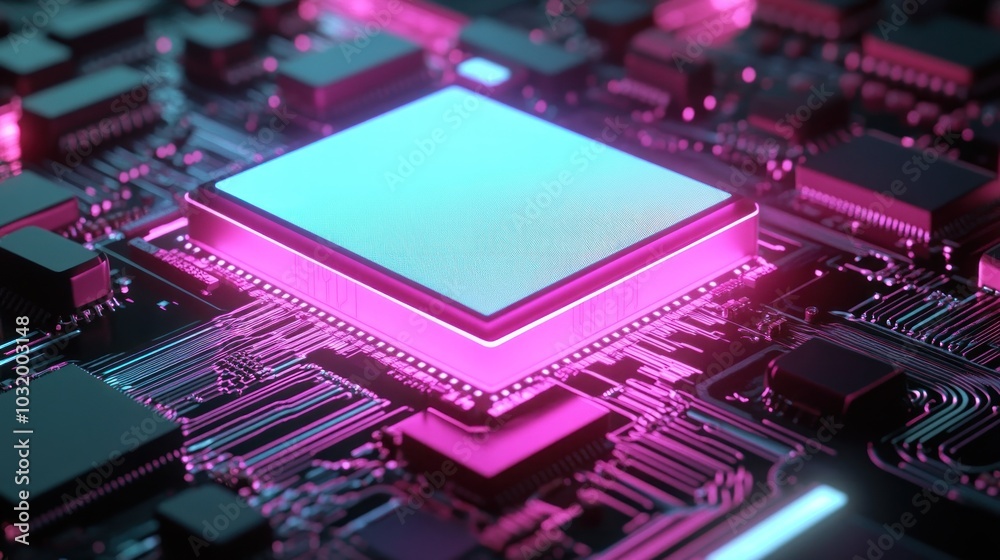 Circuitry glowing blue and pink Circuitry glowing blue and pink