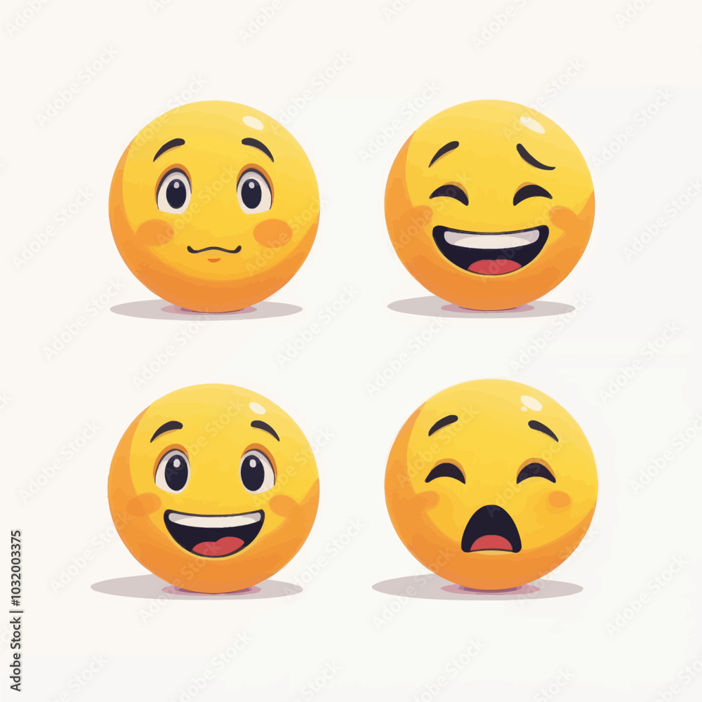 Yellow Emojis with Different Expressions 
