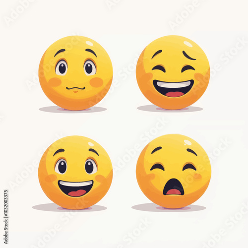 Yellow Emojis with Different Expressions 
