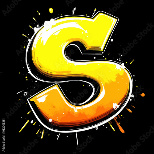 Yellow and Orange Graffiti Letter S 
