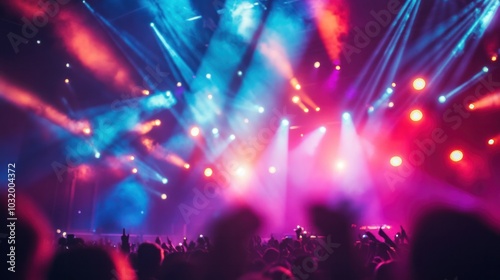 Festival lighting and visual effects: Showcasing the colorful lights and stage effects at a night-time music festival