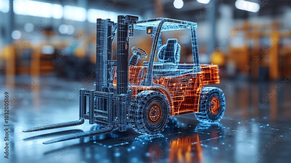 3D Digital Blueprint of a Forklift Design 3D Digital Blueprint of a Forklift Design