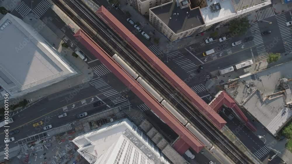 Aerial view of the 1 train in Harlem Aerial view of the 1 train in Harlem
