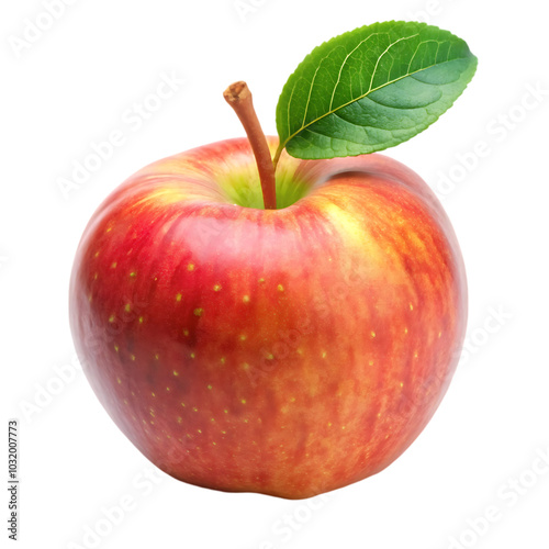 red apple with leaf