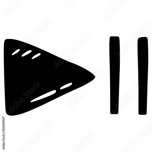 play and pause doodle glyph icon