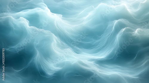 Abstract background of soft, flowing, light blue and white clouds.