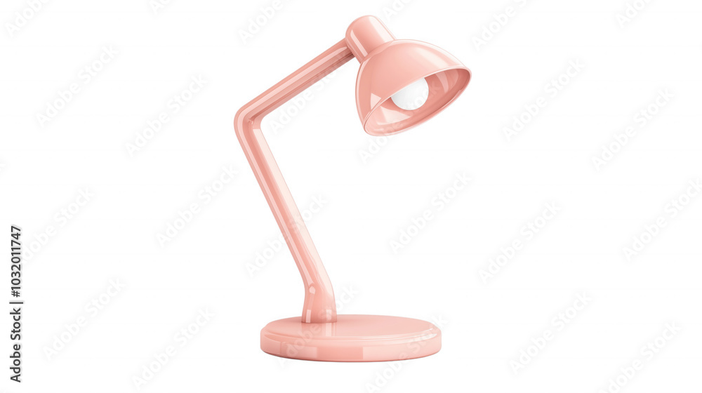 Pink desk lamp with adjustable arm for focused lighting, ideal for office or study environments, isolated on transparent background Pink desk lamp with adjustable arm for focused lighting, ideal for office or study environments, isolated on transparent background