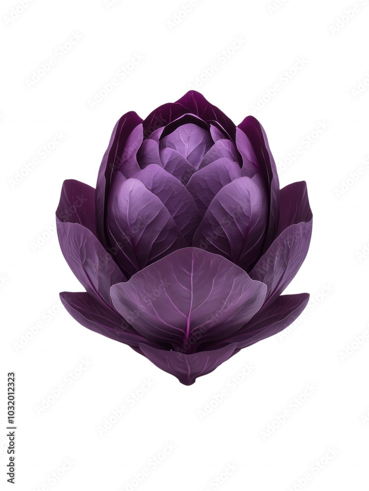 Obraz premium Vibrant purple cabbage with detailed leaves, displayed isolated on transparent background