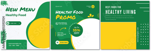 Social Media Post for Food Promotion offer poster, Healthy Food Social Media Banner & Post. Food social media web banner design template, Food Social media, and web square banner design template.