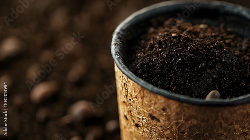 Wallpaper Mural Close up of Biodegradable Coffee Cup with Earthy Textures and Sustainable Packaging Design Torontodigital.ca