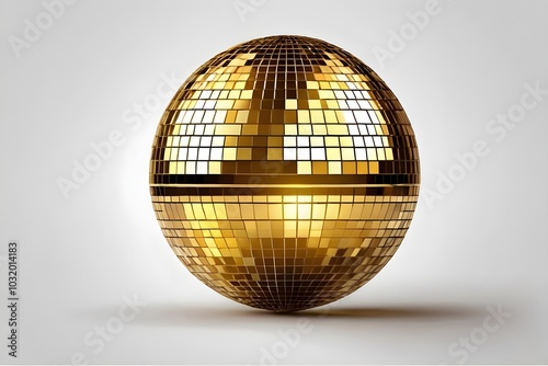 golden disco ball on white background