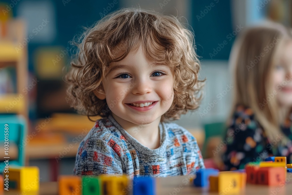 Cute little boy, learning the alphabet with his sister, teacher sitting together at the table, Generative AI Cute little boy, learning the alphabet with his sister, teacher sitting together at the table, Generative AI