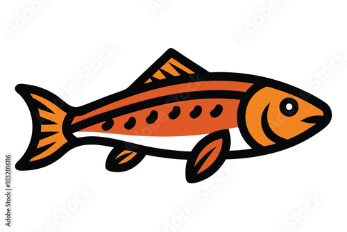 Solid color Tiger Trout animal vector design