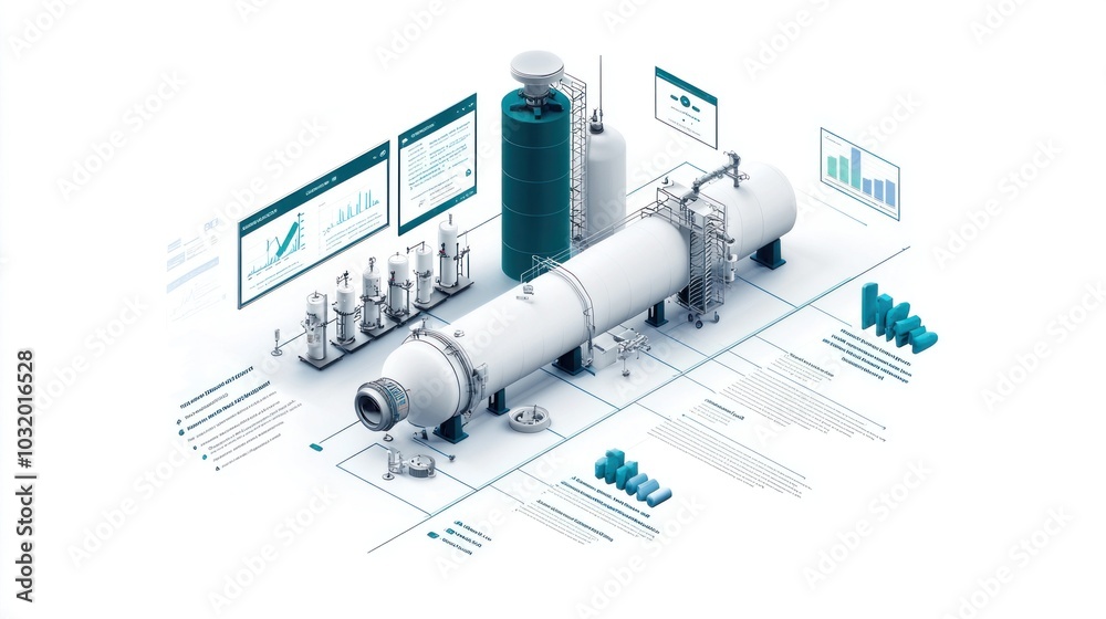 Fototapeta premium Innovative industrial technology visualization exploring complex processes and data analytics in modern manufacturing systems