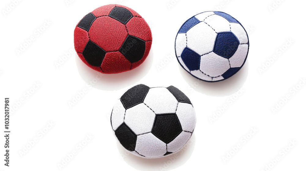 Embroidered Soccer Patch Badges on Clear Background Generative AI Embroidered Soccer Patch Badges on Clear Background Generative AI