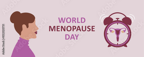 world menopause day concept with alarm clock vector illustration
