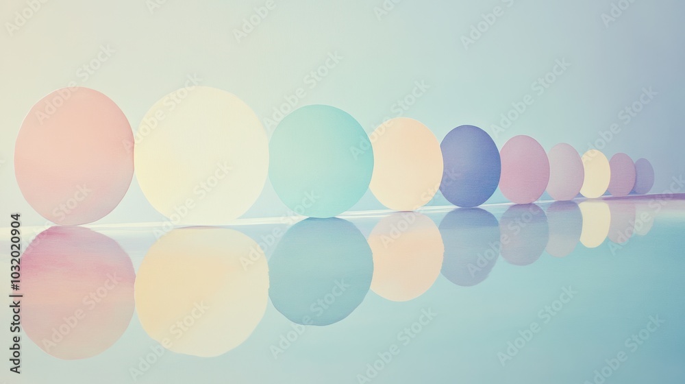 Minimalist Circles in Pastel Hues, a harmonious arrangement of uniform circles in gentle pastel colors creating a serene visual experience Minimalist Circles in Pastel Hues, a harmonious arrangement of uniform circles in gentle pastel colors creating a serene visual experience