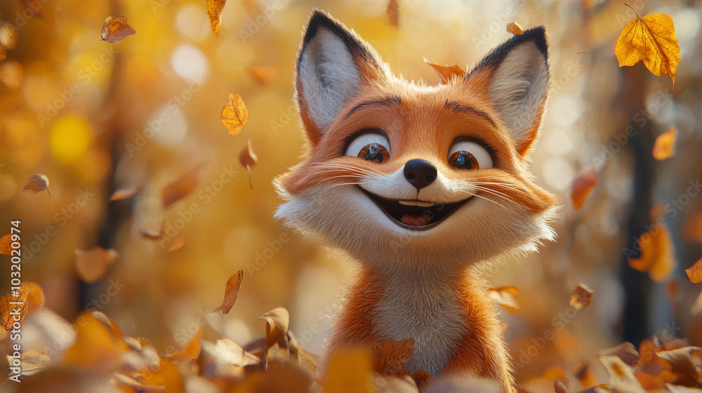 Obraz premium A cute fox admires the foliage