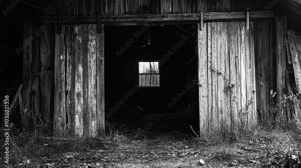 A dilapidated barn with creaking doors and dark secrets. A dilapidated barn with creaking doors and dark secrets.
