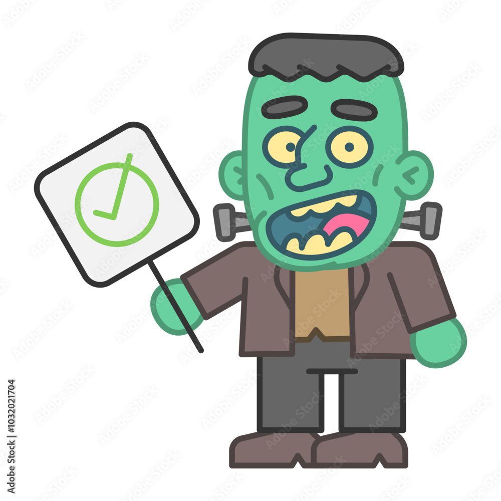 Monster holds yes sign and smiles Monster holds yes sign and smiles