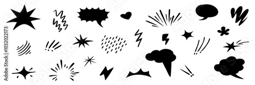 Comic boom cartoon effect line element set
